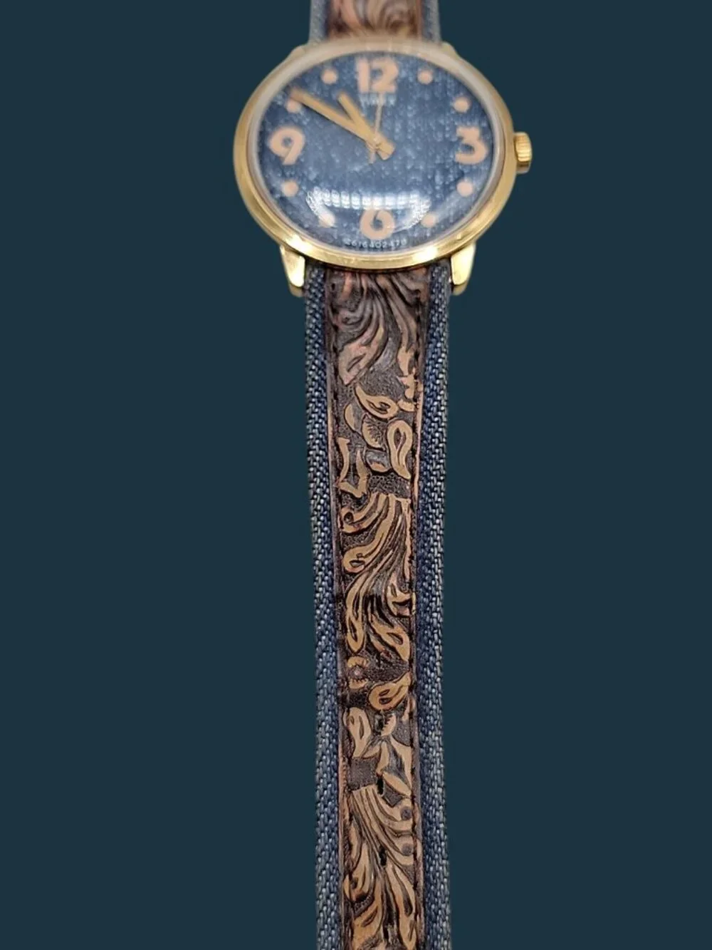 Vintage 1978 Timex Wrist Jeans Mechanical Men's Watch Denim Dial Ref 26164 02478